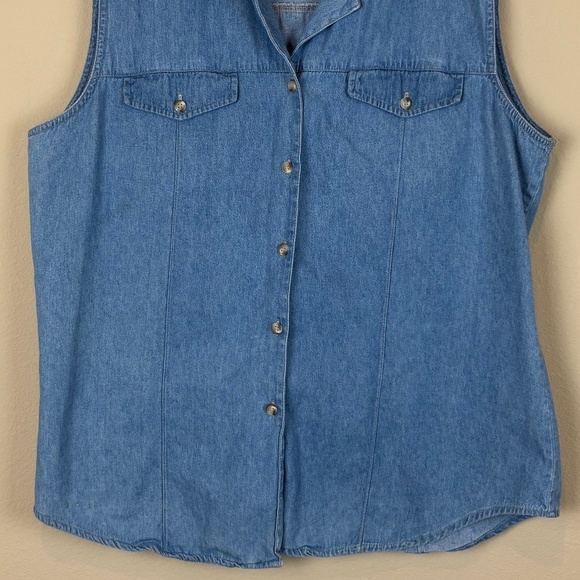 Carolina Blues Vintage Light Blue 100% Cotton Denim Full Button Up Vest; Size 20 - Picture 3 of 12